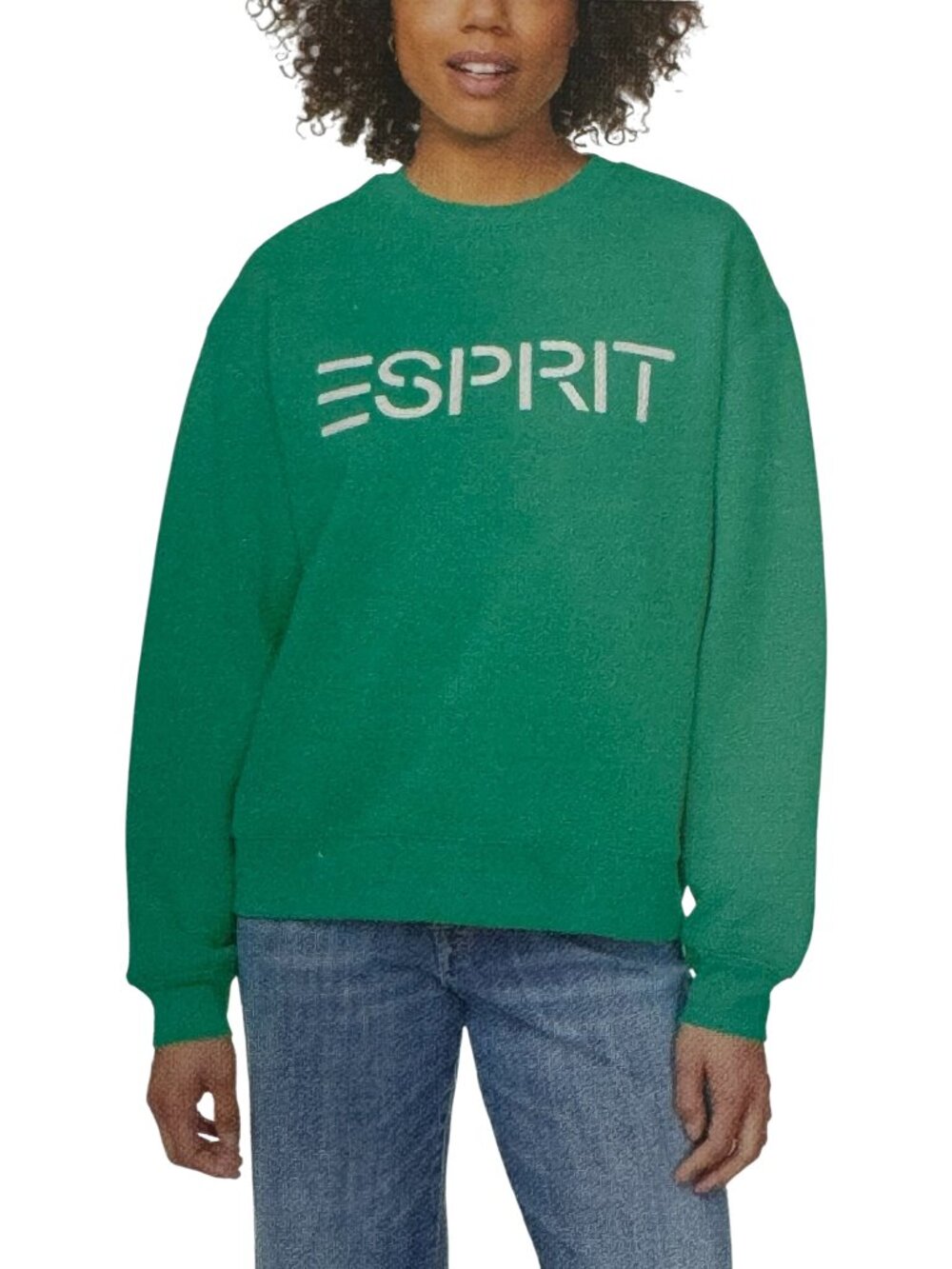 ESPRIT Women’s Green Logo Fleece Crewneck Sweatshirt, Sz M, BNWT